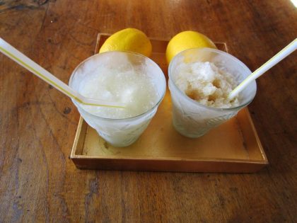 Altamiras made granizada slushes with fresh lemon juice, cinnamon syrup and almond milk, but you can also use bitter orange, cherry or peach juice.