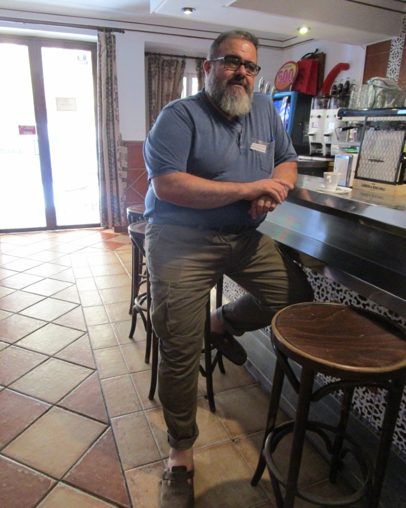 Fray Ángel Serrano during a coffee break at the 2018 Congress of Franciscan Studies, Priego de Córdoba.
