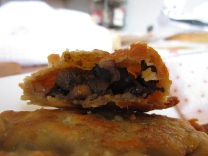 Altamiras filled empanadilla pasties with wild thistle mushrooms and a hazelnut paste.