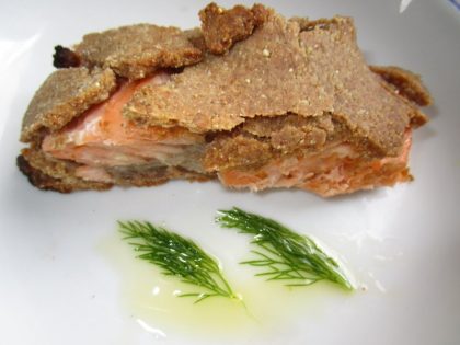 Altamiras’s fish pie, recreated here with salmon, keeps his olive-oil crust.