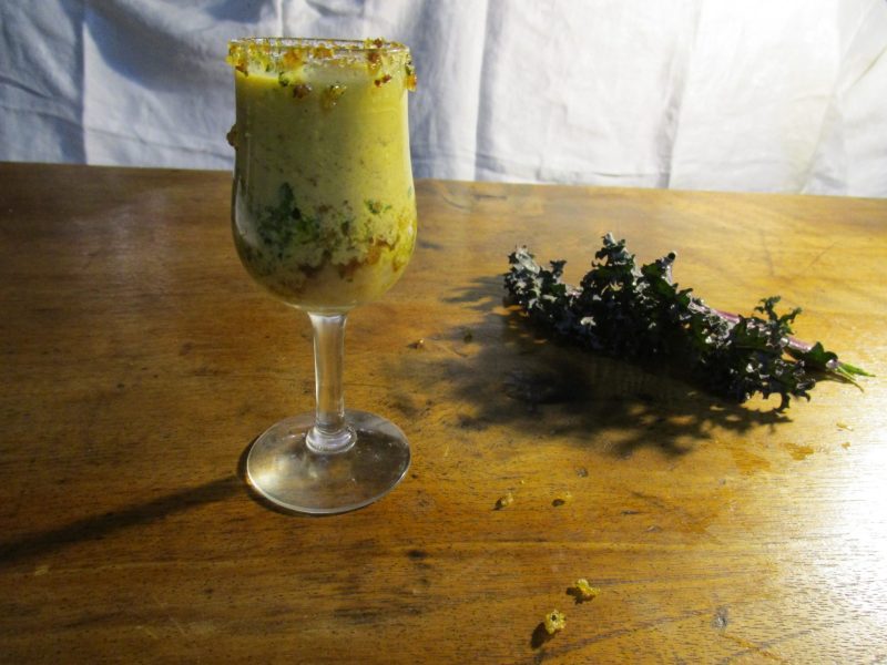 Ice hazelnut cream soup and serve it in a pre-chilled and crumbed glass Ice hazelnut cream soup and serve it in a pre-chilled and crumbed glass